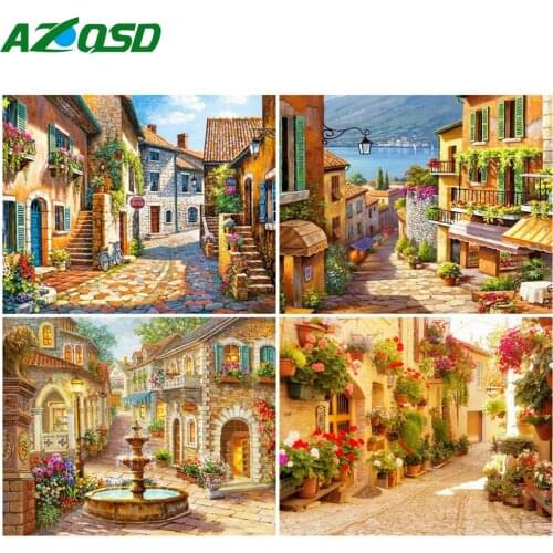 AZQSD DIY Painting By Numbers Town Street Unique Gift For Children Coloring Picture By Numbers Landscape Decor For Home