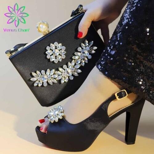 New High Quality Black Color African Designer Shoe And Bag Set To Match Italian Party Shoes With Matching Bags Set Wedding Party