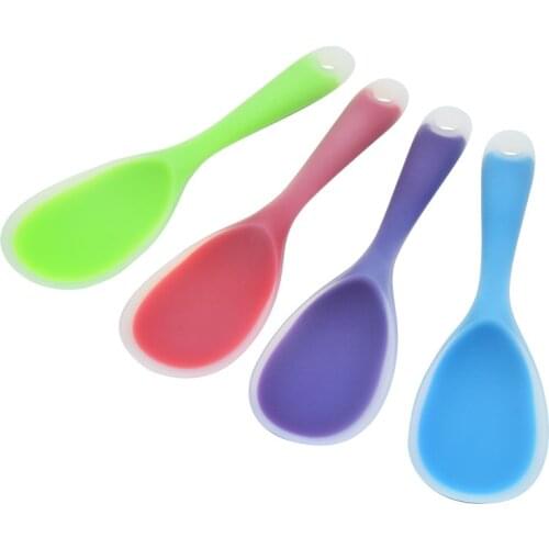 Food Grade Silicone Spoon Heat Resistant Non-stick Rice Spoons Kitchenware Tableware Learning Spoon Cooking Kitchen Tool