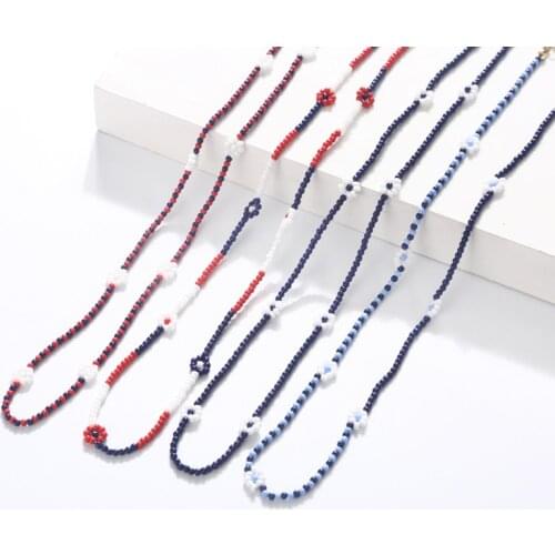 Fashion Summer Jewelry Handmade Seed Bead Flower String Necklace 16 inch Short Daisy Necklace For Women