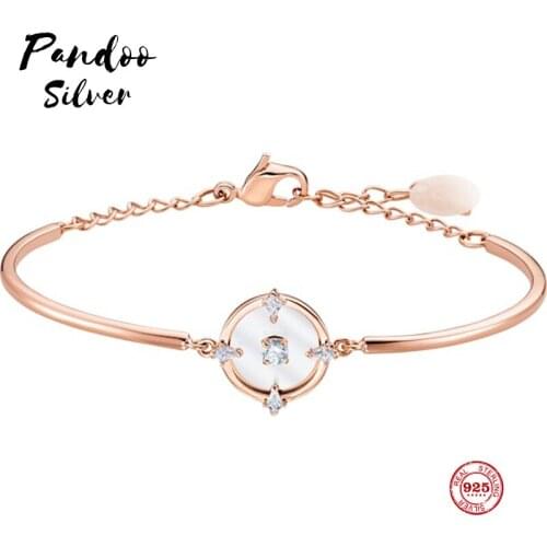 PANDOO Fashion Charm Pure 925 Silver Original 1:1 Copy, Simple Lines Elegant And Elegant Bracelet Women Luxury Jewelry Gifts