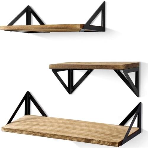 Floating Shelves Wall Mounted, Rustic Wood Wall Shelves Set of 3 for Bedroom, Bathroom, Living Room, Kitchen