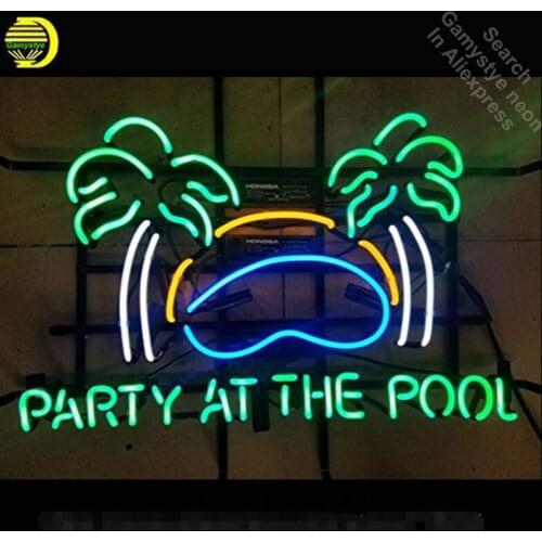Party at the Pool neon Sign neon Real Glass Tube neon lights Recreation Beer Bar Professional Iconic Sign Advertise Motel Sign
