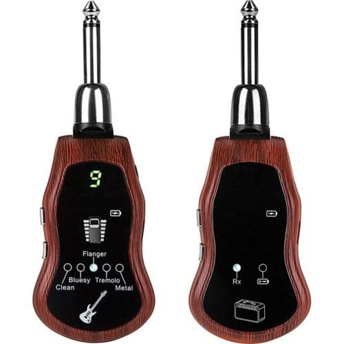 K380C radio guitar transmitter system rechargeable 5 effects Radio guitar transmitter receiver set tremolo, metal, 5 effects