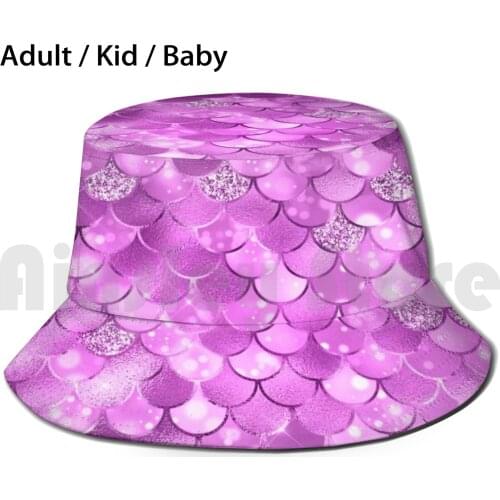 Hot Baby Pink Mermaid Scales Sun Hat Mermaid Metal Mermaid Glitter Metalic Mermaid Scales Pattern