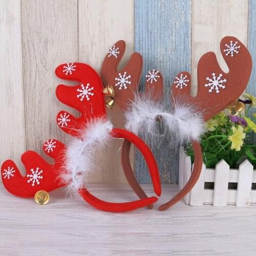 Christmas Deer Headband Xmas Ear Hair Head Accessories Photography Props Adult Lady Universal Christmas Bell Antler Headband