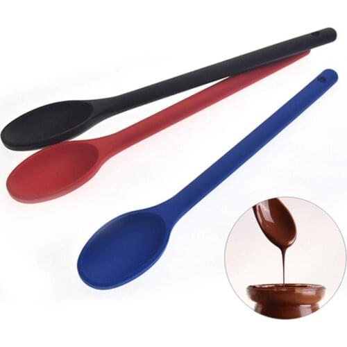 One Piece Design Food Stirring Cooking Tool Silicone Long Handle Mixing Spoon
