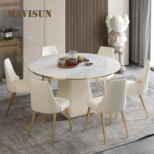 Contemporary Light Luxury Dining Table And Chair Combination Living Room Marble Coffee Table New Minimalist Italian Furniture