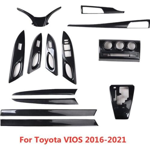 Carbon Fiber Printed Car Side Outlets Gear Window Control Panel Sticker Cover for Toyota VIOS 2016 2017 2018 2019 2020 2021