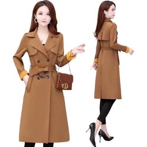 Windbreaker womens long over-the-knee high-end top grade 2021 all-match new coat jacket