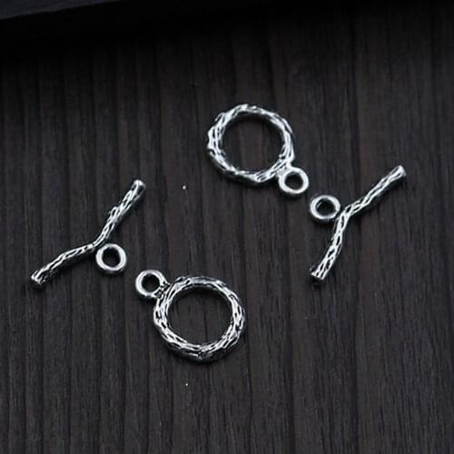 1 set Vintage 925 Sterling Silver OT Clasp Connectors For Necklace Bracelets Handmade Toggle Clasp Hooks DIY Fine Jewelry Making