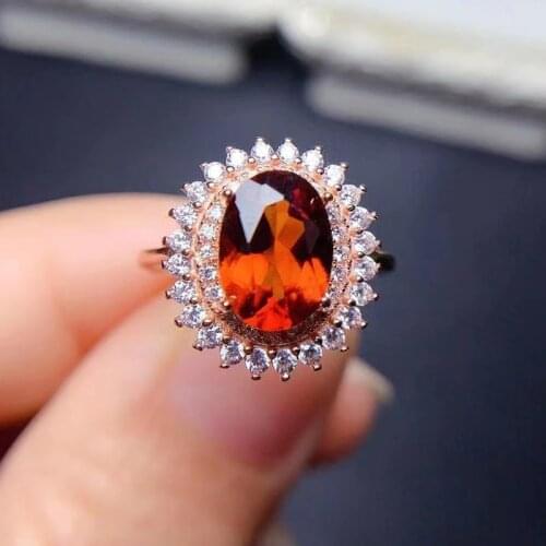 CoLife Jewelry Classic Gemstone Ring for Engagement 7mm*9mm Natural Partschinite Ring 925 Silver Partschinite Jewelry