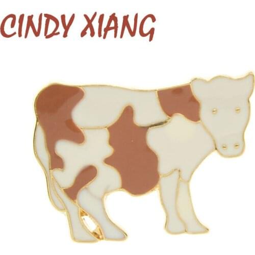 CINDY XIANG Cute Enamel Cow Brooches For Women Chinese Bull Year Pin Brooch 2 Colors Available Fashion Jewelry Badges Gift