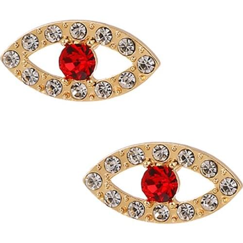 ZHINI New Fashion Rhinestone Evil Eye Stud Earrings for Women Simple Charming Red Crystal Statement Earring Jewelry 2021 brincos