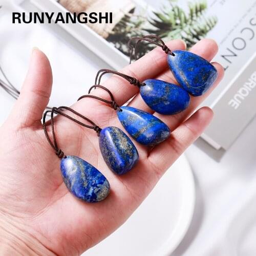 1pc Natural crystal quartz blue Gem Stone Rough Polished Necklaces Pendants Lapis Lazuli Reiki Healing stone Jewellery Gift