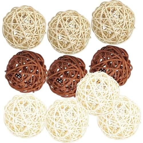 10PCS Wicker Rattan Balls Natural Spheres DIY Craft Wedding Decoration House Ornaments Vase Filler Cafe Shop Ornament