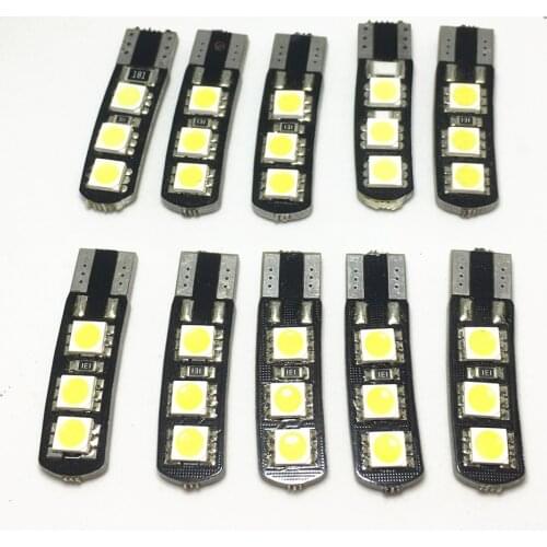 10pcs W5W 6 SMD 5050 LED T10 LED 194 168 Car Interior Bulbs Light Canbus Bright Double No Error Knife edge Parking Width Lamps