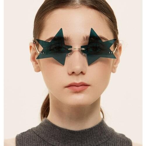 2021 Frameless Fashion Sunglasses Women Prom Party Sun Glasses Unique Rimless Personalized Five-Points Star Metal Eyewear Oculos