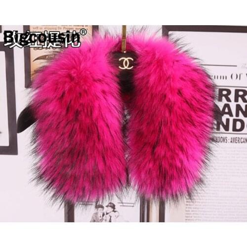 2021 Faux Fur Collar Women Men Kids Jackets Coat Hood Fur Scarves 100% High Quality 55cm Luxury Thicken Clothes Accessories