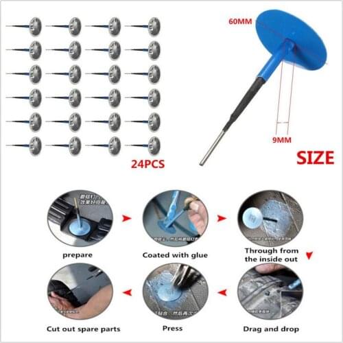 24Pcs 4mm/6mm Car Truck Tyre Puncture Repair Tubeless Wired Mushroom Plug Patch Kit Tool For Fix Emergency Situations