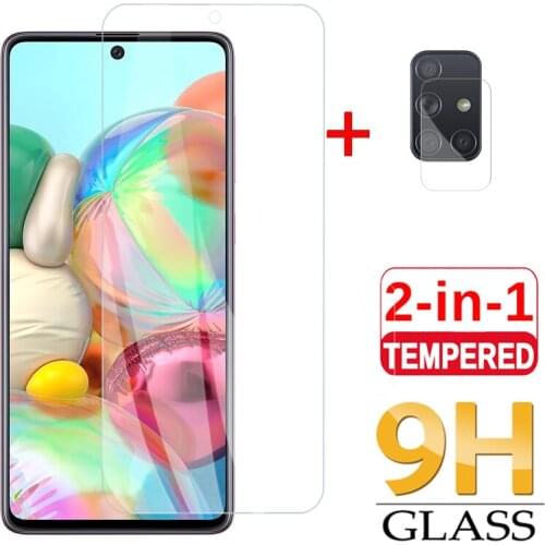 2in1 Tempered Glass For Samsung Galaxy A71 A51 A41 Global A31 A21 A21s A11 A01 Camera Lens Film For Samsung A71 Screen Protector