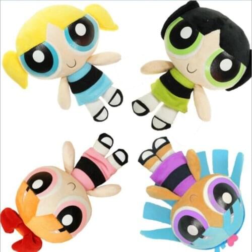 4pcs/lot 20cm The Power puff Bubbles Blossom Buttercup Stuffed Toys Plush Dolls Girls Gifts
