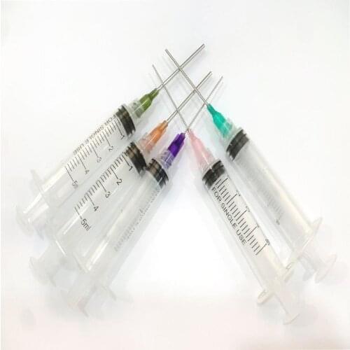 5Pcs 5ml Syringe Crimp Sealed Blunt Chemical Needle Tips For Liquid Glue Oil Ink 14G 15G 18G 20G 21G