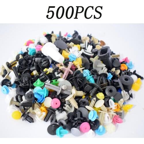 500Pcs/Pack Universal Car Fastener Clips, Plastic Bumper Fender Push Rivet Clips Kit, Expansion Screw Replacement Set
