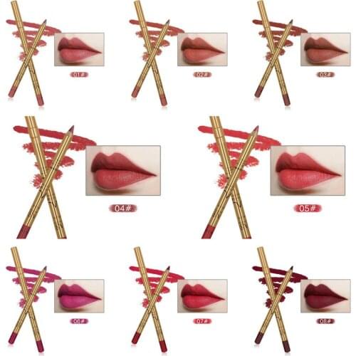 8-Color Lip Liner Multi-functional Silky Matte Lipliner Pencil Long Lasting Waterproof Lip Eye Brow Pen Cosmetic Makeup Tools