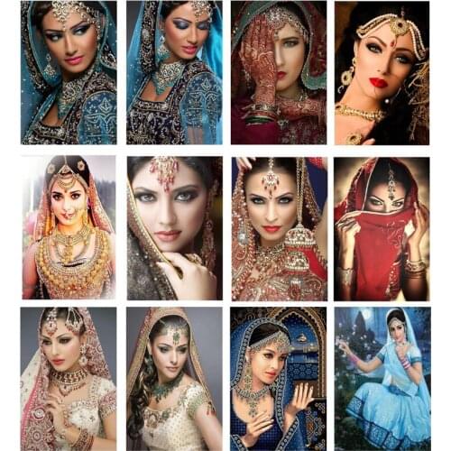5d Diamond Painting Indian Girls Cross Stitch Diy Diamond Embroidery Full Drill Round Diamond Mosaic Sexy Lady Home Decor Gift