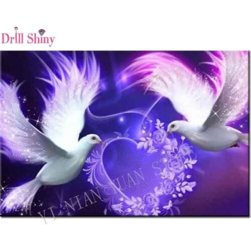 5d diy full square drill diamond painting embroidery Pigeon couple picture Cross Stitch Rhinestone mosaic Home decor marry gift