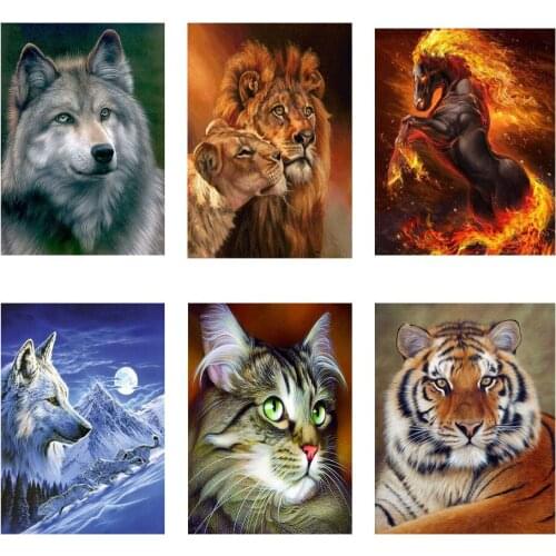 DIY Diamond Painting 5D lion cat Cross Stitch kit Diamond Embroidery Animal Full Round Drill Handmade Gift Home Decor gift