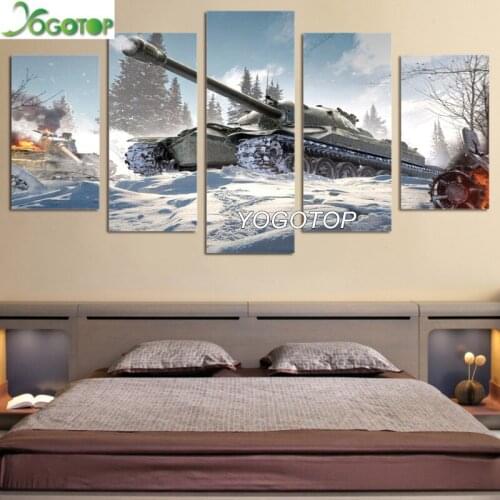 Diy Diamond Painting cross-stitch 5 Pieces Pictures War World Of Tanks 5D Full Drill Mosaic Diamant Embroidery Home Decor ML1261