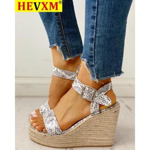 New 2020 Women Shoes Platform Sandals Women Peep Toe High Wedges Heel Ankle Buckles Sandalia Espadrilles Female Sandals Shoes