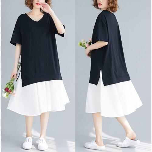 To film in black and white Mosaic big yards off two summer dress easy leisure contracted v-neck limit