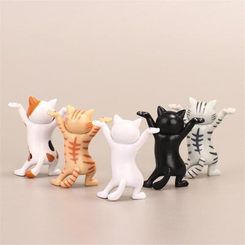 Cute Cartoon Dancing Cat Pen Holder Kawaii Desptop Organizer Stationery Holder Home Ornaments Kids Toy Figure Model Display Rack