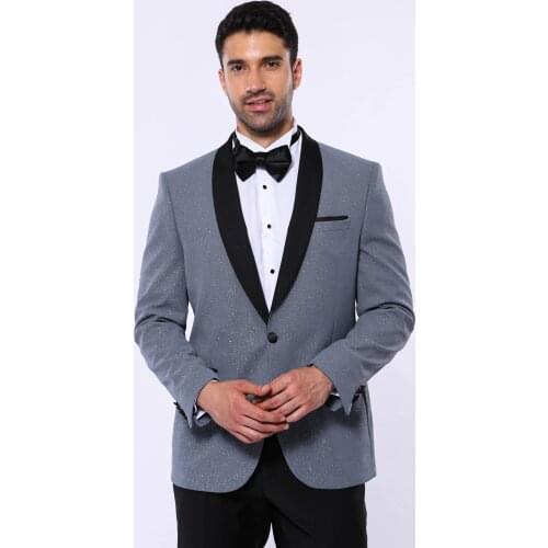 Smoked Shawl Lapel Sparkly Tuxedo Jacket