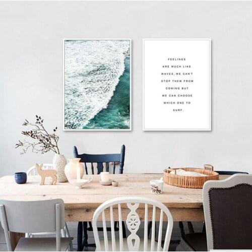 Hot-sell 2 panels canvas paintings of Sea Wave English character poster printer of home wall decals