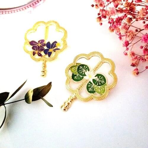 HOSENG Chinese Traditional Elegant Fan Brooch Woman Cheongsam Luxury Enamel Jewelry Pin Man Suit Gentleman Lapel Badge HS_181