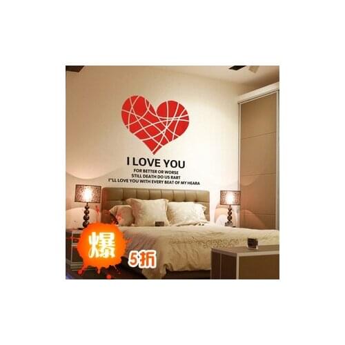 Crystal three-dimensional wall stickers living room tv wall stickers love paintings Saint Valentines Day gift