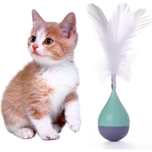 Interactive Cat Toy With Feather Toy Tumbler Pet Ball Rolling Ball With Feather For Cats