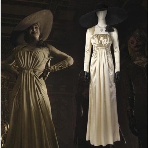 Cosplaydiy Game Resident Cosplay Evil 8 Alcina Dimitrescu Costume White Dress Adult Child Women Costume Suit Halloween Party