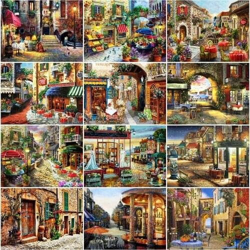 MomoArt 5D DIY Diamond Embroidery Street Cross Stitch Kit Diamond Painting Landscape Handmade Gift Wall Art Decorations