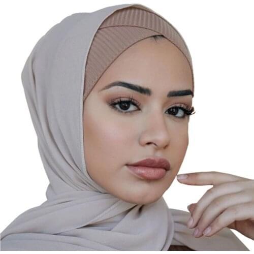 Muslim Women Underscarf Bonnet Stretchy Cross Inner Hijab Turban Caps Female Islamic Head Wrap Cap Headband Turbante Mujer