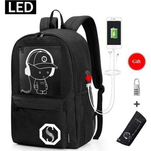 2019 New Kid School Bag Luminous School Backpacks Oxford Multifunction USB Charging Port School Bags For Teenagers Boys Bookbag