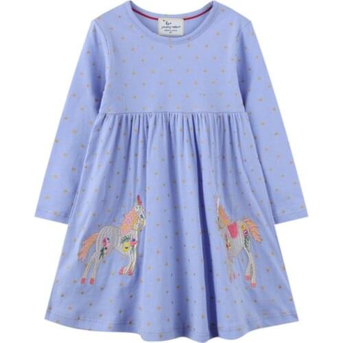 Jumping Meters 2021 New Arrival Long Sleeve Autumn Spring Princess Girls Dresses Cotton Animals Cotton Childrens Costume Dress