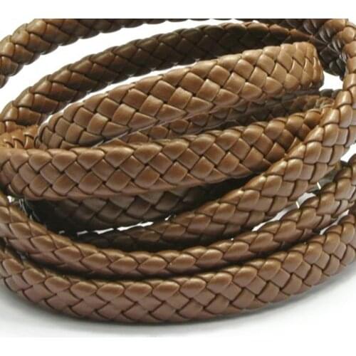 16.4 Feets Coffee Flat Braided Bolo Synthetic Leather Cord 10X4mm