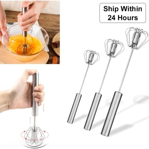 Semi Automatic Egg Beater 304 Stainless Hand Pressure Rotating Hand Mixer Self Turning Egg Stirrer Kitchen Accessories Egg Tools