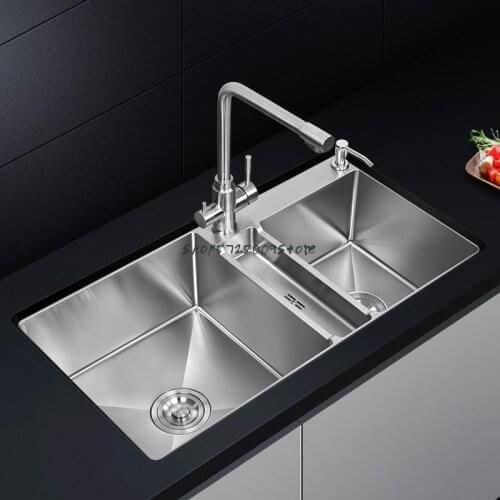Handmade Sink Double Trough 304 Stainless Steel Kitchen Sink Thickened Neos Sink Multifunctional Sink Package