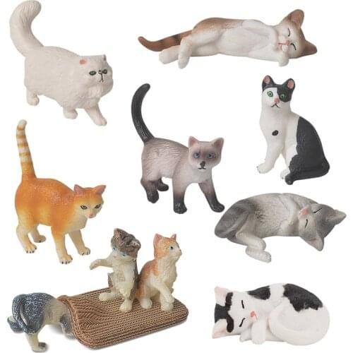Realistic Cat Figurines Playset Kids Educational Cat model figures Toys Set Christmas Birthday Collection Gift